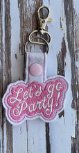 Load image into Gallery viewer, Go Party Snap Tab machine embroidery design