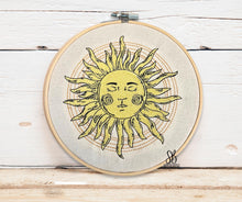 Load image into Gallery viewer, Magic Sun machine embroidery design in 4 sizes and Eyelet Snap Tab