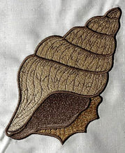 Load image into Gallery viewer, Seashell Machine Embroidery Design In 3 Sizes Includes Snap Tab Eyelet