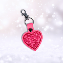 Load image into Gallery viewer, Floral Heart Snap Tab Machine Embroidery Design For Valentines Day