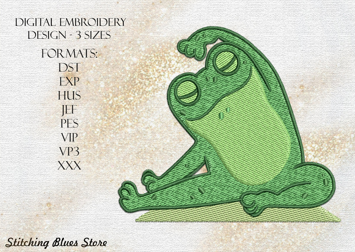 Yoga Frog machine embroidery design – Stitching Blues