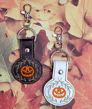 Load image into Gallery viewer, Halloween pumpkin Snap Tab Machine Embroidery Design - Jack-O-Lantern