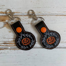 Load image into Gallery viewer, Halloween pumpkin Snap Tab Machine Embroidery Design - Jack-O-Lantern