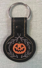 Load image into Gallery viewer, Halloween pumpkin Snap Tab Machine Embroidery Design - Jack-O-Lantern