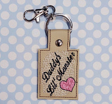 Load image into Gallery viewer, Daddys Little Monster Snap Tab machine embroidery design
