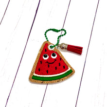 Load image into Gallery viewer, Cute Watermelon Eyelet Key Fob machine embroidery design