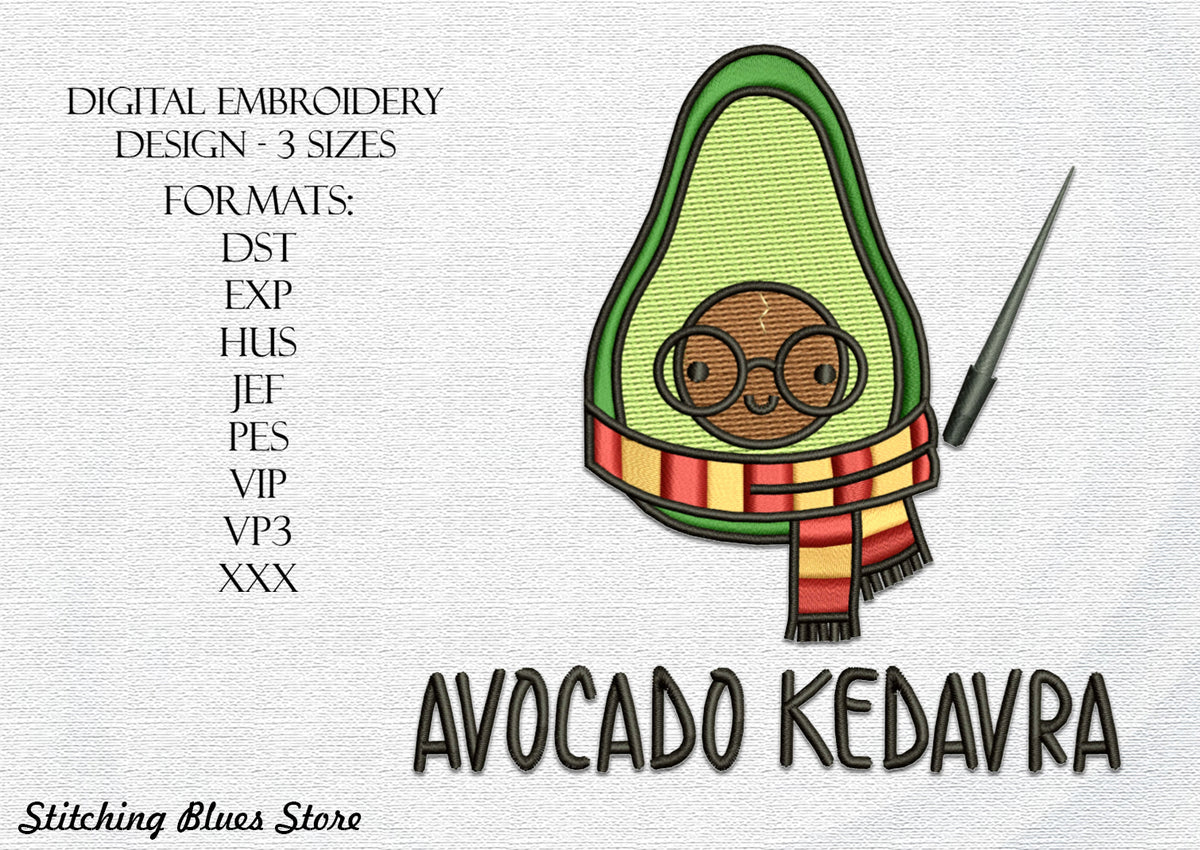 Avocado Spell machine embroidery design Stitching Blues