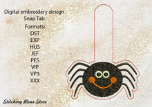 Load image into Gallery viewer, Cute Spider Snap Tab Machine Embroidery Design