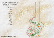 Load image into Gallery viewer, Easter Bunny With Plants Snap Tab machine embroidery design