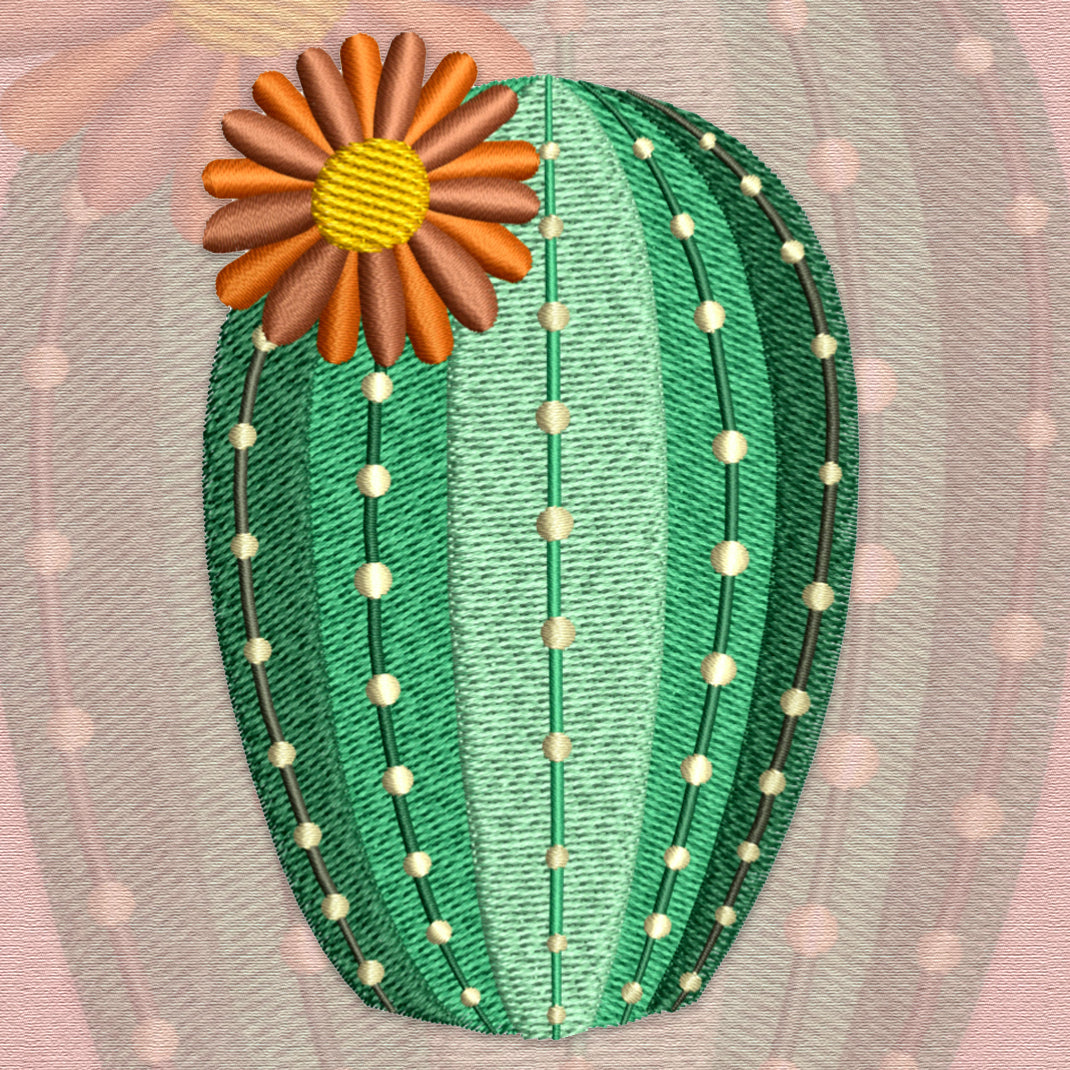 Cactus with flower machine embroidery design