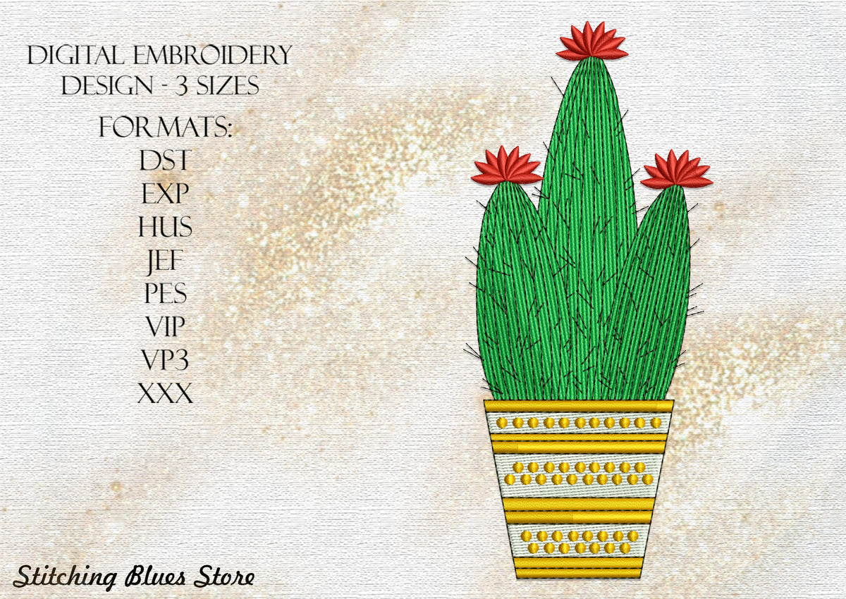 Flowering Cactus machine embroidery design – Stitching Blues