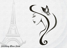 Load image into Gallery viewer, Girl with butterfly machine embroidery design