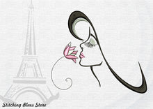 Load image into Gallery viewer, Girl with flower machine embroidery design