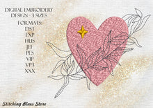 Load image into Gallery viewer, Set of the 5 Hearts & Plants machine embroidery designs