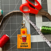 Load image into Gallery viewer, Espresso Snap Tab machine embroidery design - cup of coffee