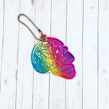 Load image into Gallery viewer, Floral Skull Eyelet Snap Tab machine embroidery design