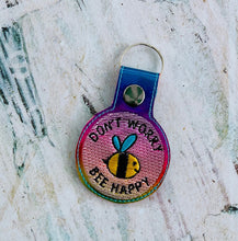 Load image into Gallery viewer, Do not worry Bee happy Snap Tab machine embroidery design
