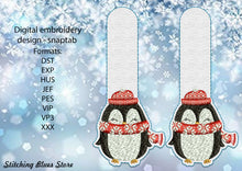 Load image into Gallery viewer, Cute penguin Snap Tab machine embroidery design