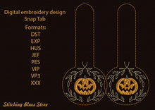 Load image into Gallery viewer, Halloween pumpkin Snap Tab Machine Embroidery Design - Jack-O-Lantern