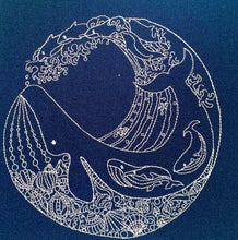 Load image into Gallery viewer, Whale And Dolphins machine embroidery design