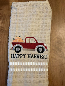 Happy Harvest Car With Pumpkins Machine Embroidery Design - Thanksgiving Day