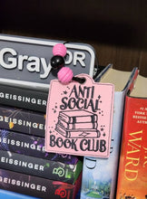 Load image into Gallery viewer, Anti Social Book Club Machine Embroidery Design In 3 Sizes Includes Snap Tab Eyelet