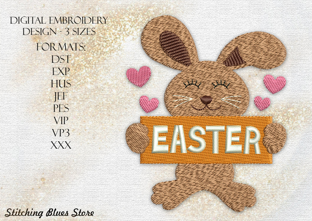 Cute Easter Rabbit machine embroidery design