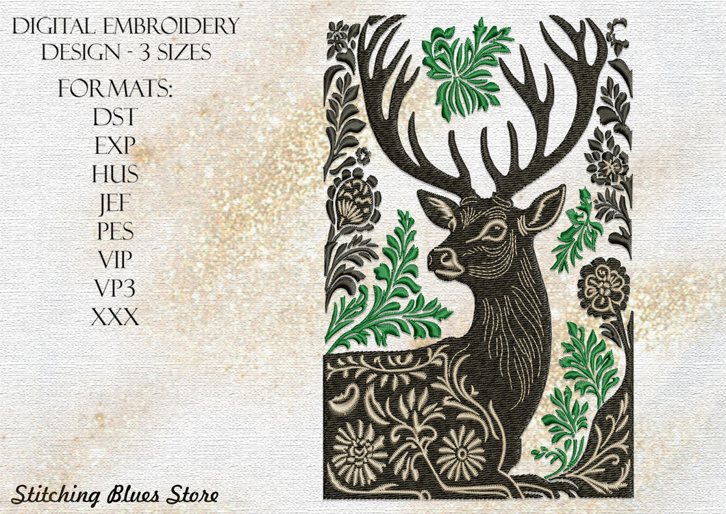 Deer Pattern Machine Embroidery Design