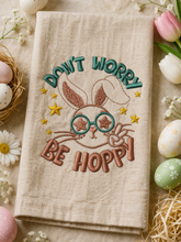 Load image into Gallery viewer, Cool Easter Bunny Machine Embroidery Design With Inscription Don't Worry Be Hoppy