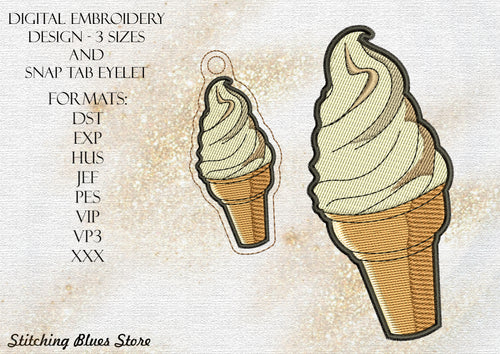 Ice Cream machine embroidery design + Snap Tab Eyelet
