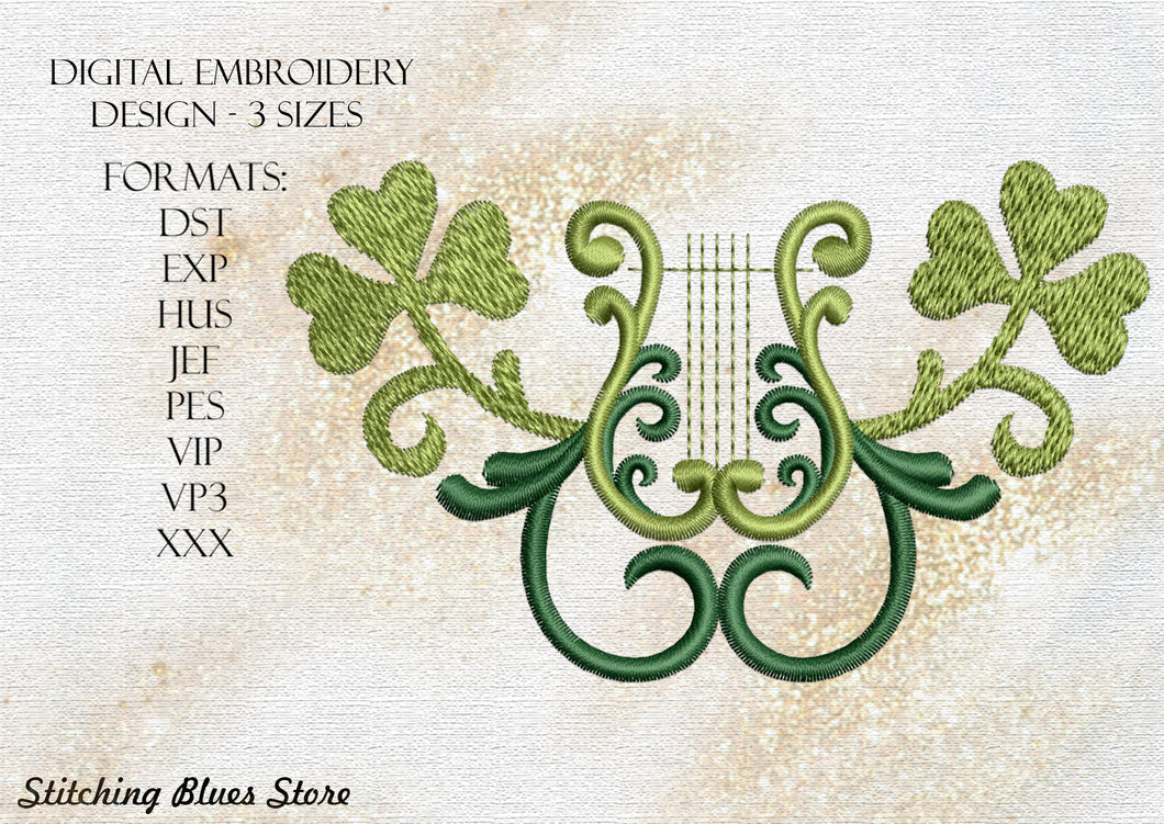 Lyra and Clover machine embroidery design Saint Patricks Day
