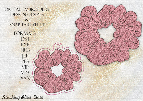 Scrunchie Machine Embroidery Design In 3 Sizes Includes Snap Tab Eyelet