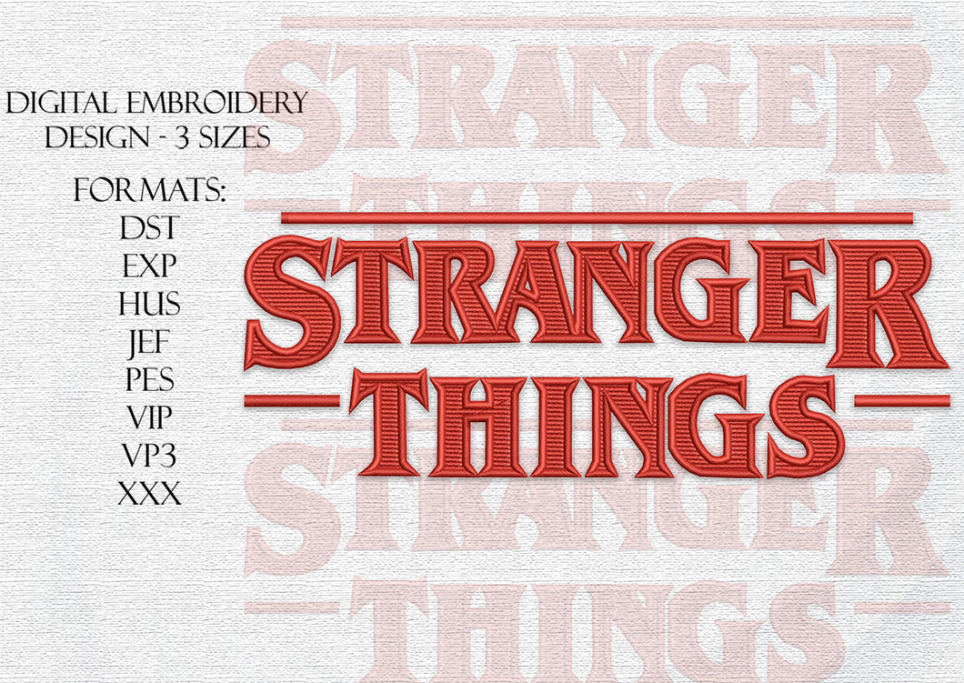 Stranger machine embroidery design