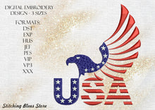 Load image into Gallery viewer, USA Eagle Machine Embroidery Design | 4th Of July Gift