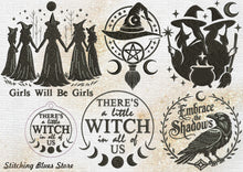 Load image into Gallery viewer, Witch Coven Set Of 5 Machine Embroidery Designs