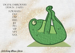 Yoga Frog In Boat Pose Or Navasana machine embroidery design