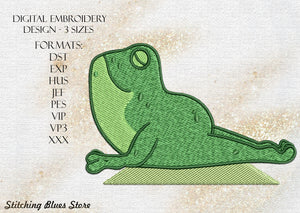 Yoga Frog In Cobra Pose Or Bhujangasana machine embroidery design