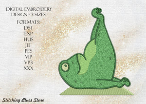 Yoga Frog In Sarvangasana Pose machine embroidery design