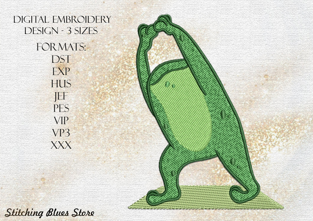 Yoga Frog In Side Bending Pose machine embroidery design