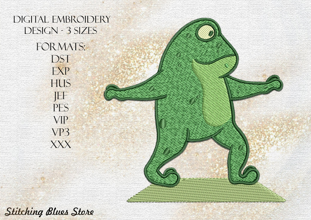 Yoga Frog In Warrior 2 Pose Or Virabhadrasana Two machine embroidery design