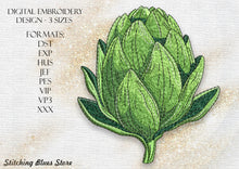 Load image into Gallery viewer, Artichoke Botanical Machine Embroidery Design in 3 Sizes