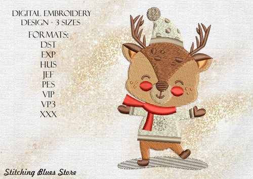 Christmas Baby Deer machine embroidery design