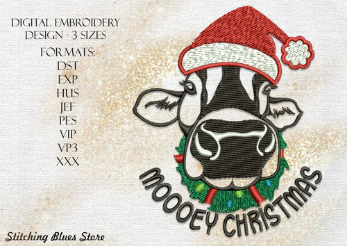 Christmas Cow Machine Embroidery Design