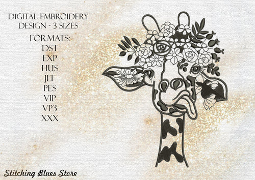 Cool Giraffe machine embroidery design