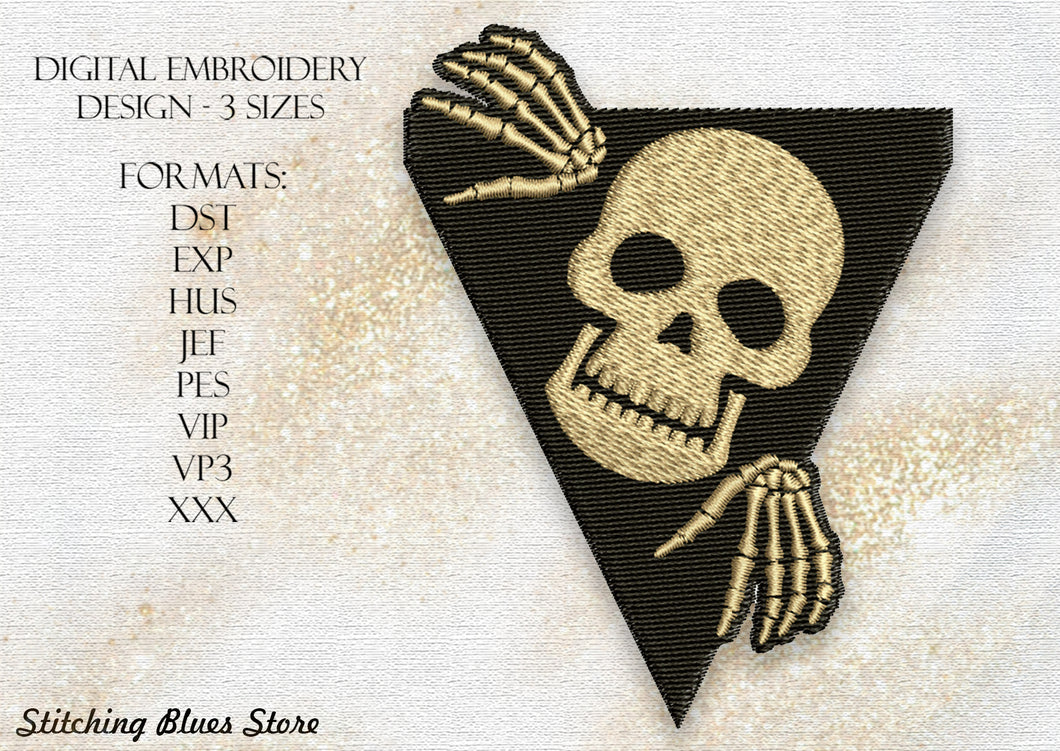 Creepy Halloween Skeleton Machine Embroidery Design