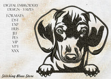 Load image into Gallery viewer, Dachshund Dog Portrait Machine Embroidery Design In 3 Sizes