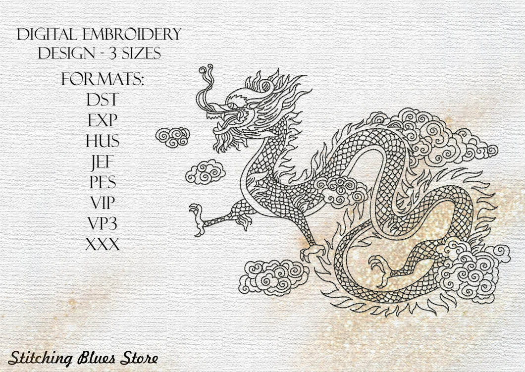 Festive Dragon - machine embroidery design