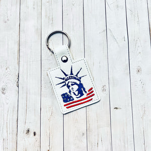 The Statue of Liberty Snap Tab machine embroidery design - 4th of July