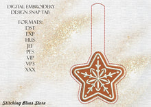 Load image into Gallery viewer, Gingerbread Christmas Star Snap Tab Machine Embroidery Design