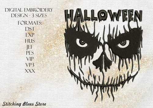 Creepy Halloween Mask Machine Embroidery Design